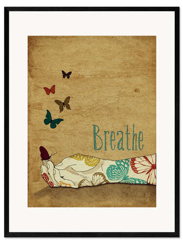 Impression artistique encadrée Main Zen - Breathe