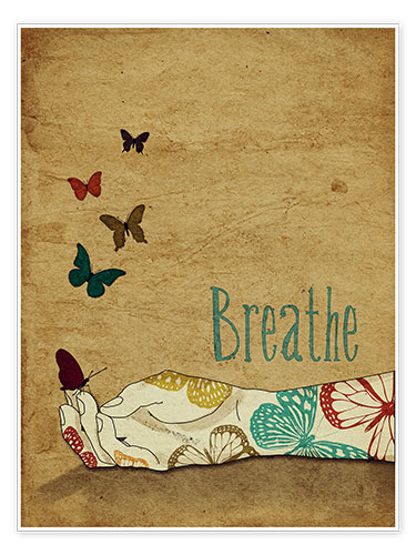 Plakat Zen Hand - Breathe