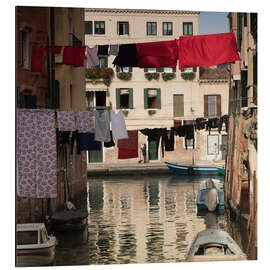 Stampa su alluminio Washing lines in Venice, Italy