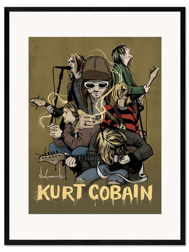 Impressão artística com moldura kurt cobain