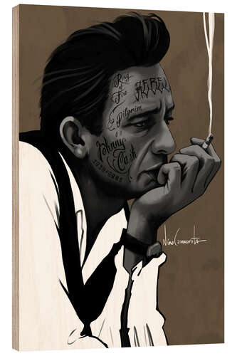 Hout print johnny cash