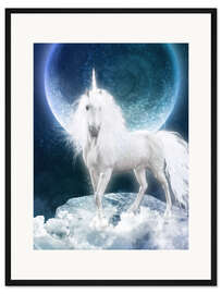 Gerahmter Kunstdruck Einhorn - Mondzauber