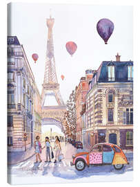 Stampa su tela  Torre Eiffel e Citroen 2CV a Parigi - Anastasia Mamoshina