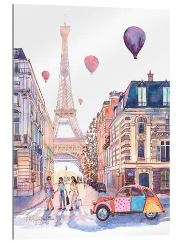 Gallery print Eiffel Tower and Citroen 2CV in Paris