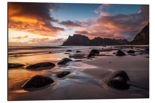 Alubild Sonnenuntergang auf den Lofoten, Norwegen