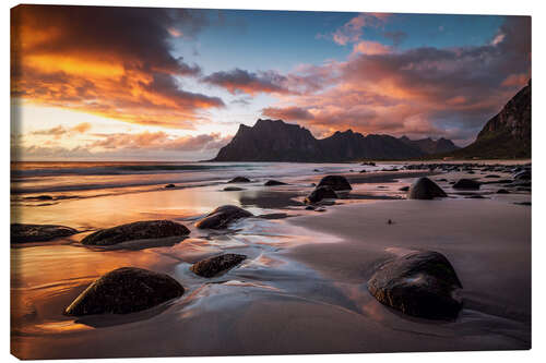 Quadro em tela Sunset in Lofoten, Norway