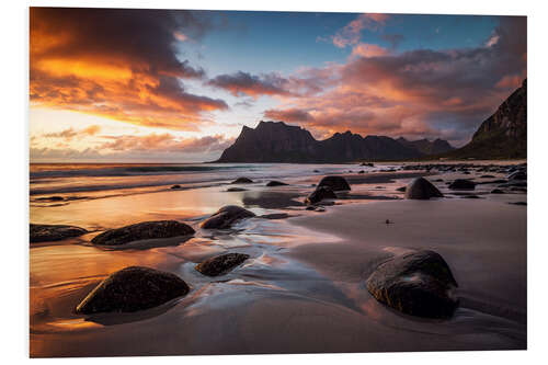 Foam board print Sunset in Lofoten, Norway