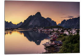 Quadro em plexi-alumínio Sunset in Reine, Lofoten, Norway