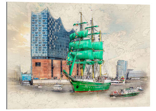 Gallery print Hamburg Elbphilharmonie with the sailing ship Alexander von Humboldt