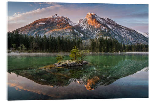 Acrylglasbild Hochkalter Spiegelbild auf dem Hintersee