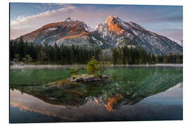 Aluminium print Hochkalter reflection at lake Hintersee