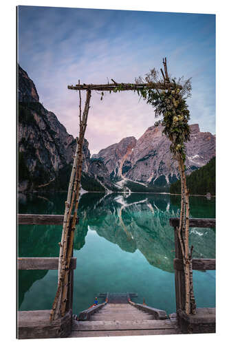 Quadro em plexi-alumínio Lago di Braies decorated