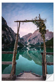 Wandsticker Pragser Wildsee mit Dekoration
