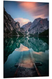 Aluminium print Lago di Braies just before sunset