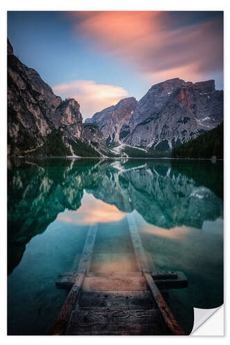 Naklejka na ścianę Lago di Braies just before sunset