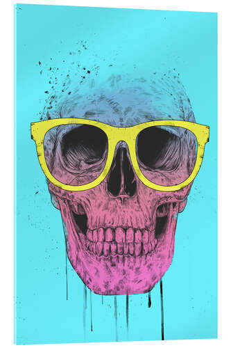 Acrylglasbild Pop art skull with glasses