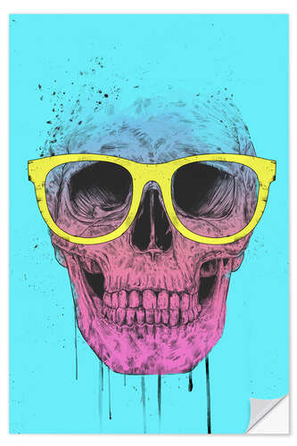 Wall sticker Pop art skull with glasses