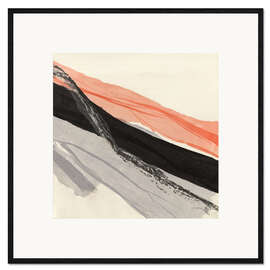 Ingelijste kunstdruk Peach and Black abstract
