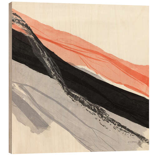 Holzbild Peach and Black abstract