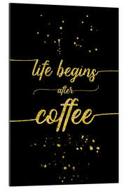 Gallery print TEXT ART GOLD Life begins after coffee