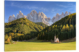 Quadro em plexi-alumínio Church in Val di Funes in South Tyrol