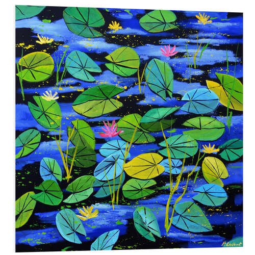 Foam board print Water lilies in the pond