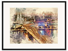 Gerahmter Kunstdruck Köln Skyline mit dem Kölner Dom I
