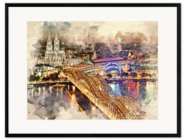 Plakat artystyczny premium w ramie Cologne Skyline Cologne Cathedral I