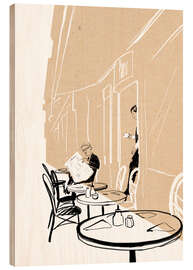 Wood print Parisian street scene - Wadim Petunin