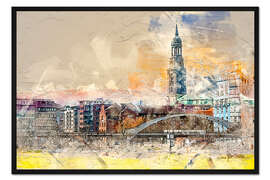 Gerahmter Kunstdruck Hamburg, Hauptkirche Sankt Michaelis, Hamburger Michel