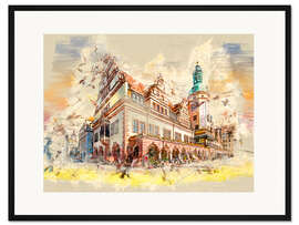 Gerahmter Kunstdruck Leipzig Altes Rathaus