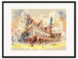 Impression artistique encadrée Leipzig Old Town Hall