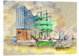 Akryylilasitaulu  Hamburg Elbphilharmonie with the sailing ship Alexander von Humboldt - Peter Roder