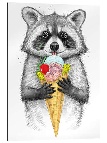 Gallery print Raccoon with ice cream