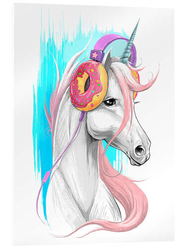 Acrylic print Unicorn with headphones