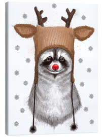 Canvas print Raccoon in Deer Hat