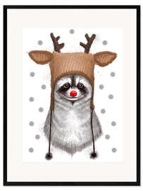 Kehystetty taidepainatus Raccoon in Deer Hat