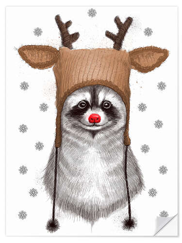 Wall sticker Raccoon in Deer Hat