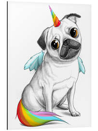 Aluminium print Pug unicorn