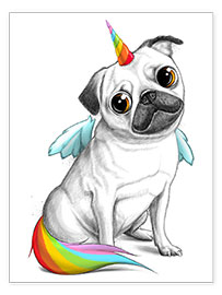Poster  Pug unicorn - Nikita Korenkov