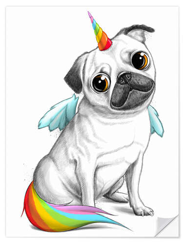 Naklejka na ścianę Pug unicorn