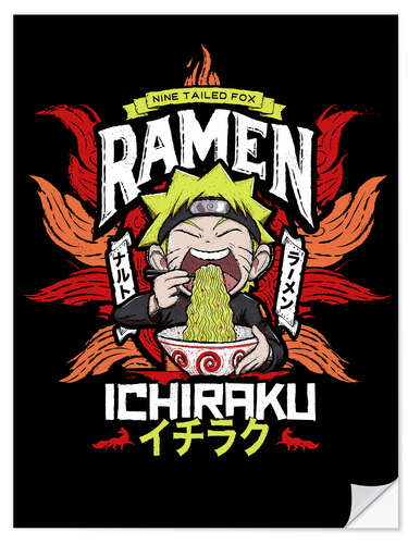 Selvklebende plakat Naruto spiser ramen