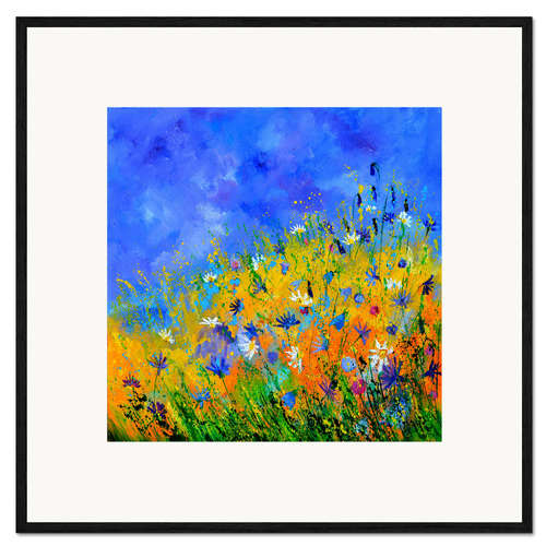 Impression artistique encadrée Fleurs sauvages dans le champ de maïs