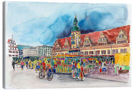 Quadro em tela  Leipzig Weekly market in front of the Old Town Hall - Hartmut Buse
