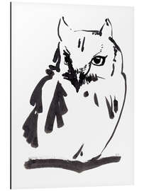 Aluminium print Owl ink drawing