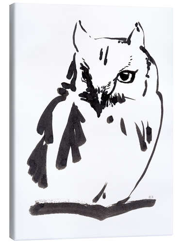 Canvastavla Owl ink drawing