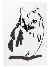 Foam board print Owl ink drawing