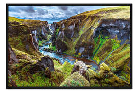 Gerahmter Kunstdruck Bizarre Vulkan Schlucht auf Island