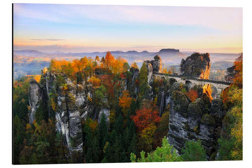 Aluminium print Bastei Bridge in Saxon Switzerland