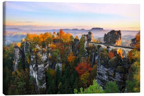 Canvas print Bastei Bridge in Saxon Switzerland